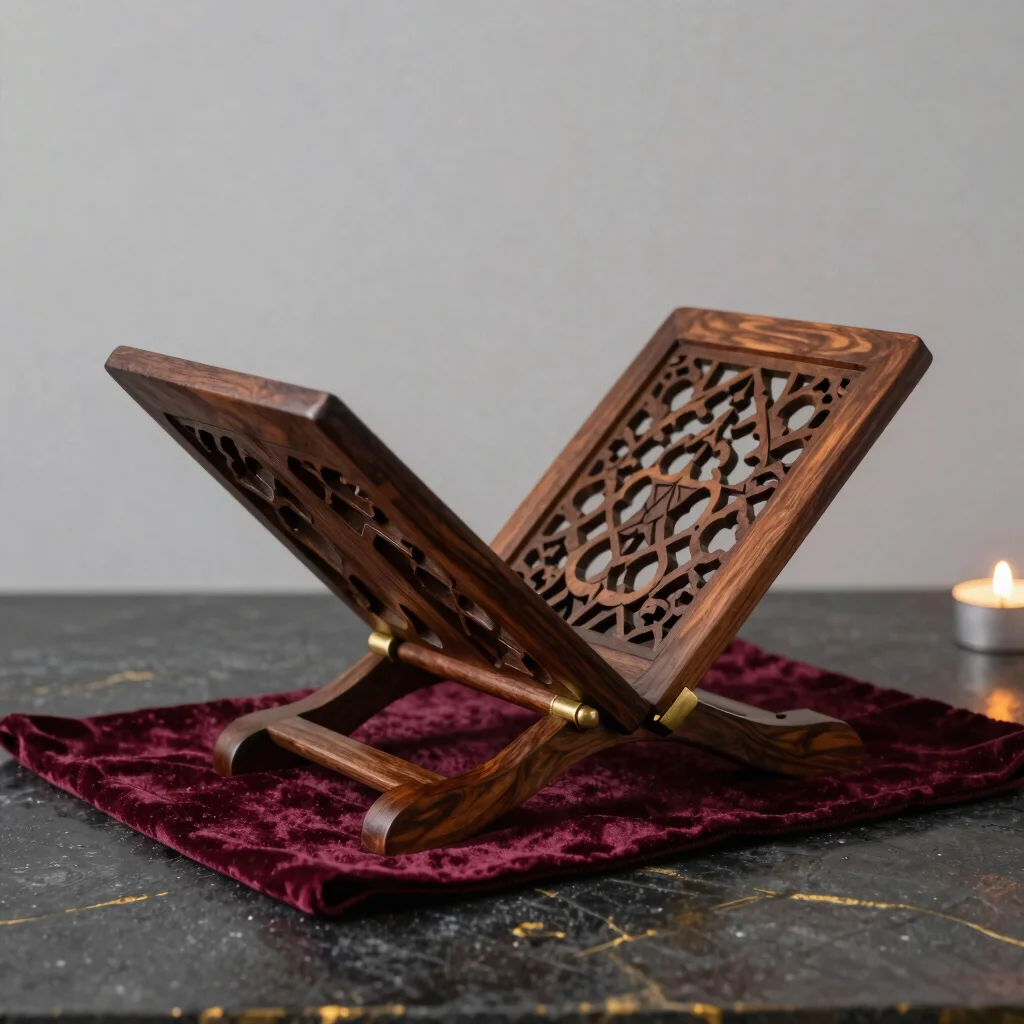 Carved Rosewood Rehal Book Stand